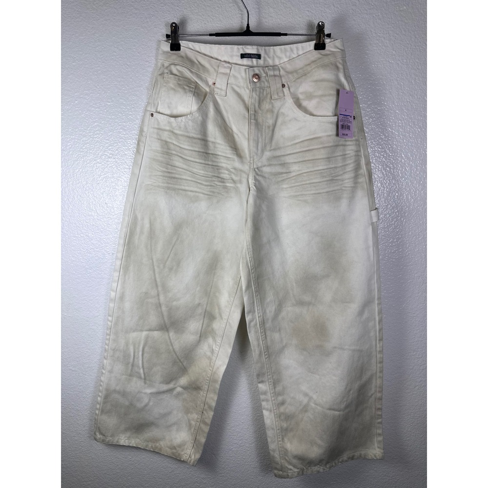 Wild‎ Fable Off-White Dirty Wash Carpenter Jeans Wide Leg High Rise Size 4 NWT